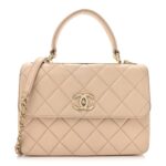 Lambskin Quilted Small Trendy CC Dual Handle Flap Bag Beige