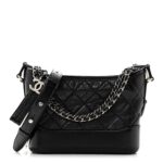 Aged Calfskin Quilted Small Gabrielle Hobo Black