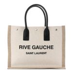 Linen Calfskin Small Rive Gauche Tote Optic White
