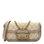 GG Supreme Monogram Small Horsebit 1955 Chain Shoulder Bag Beige Mystic White