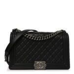 Calfskin Quilted New Medium Boy Flap Black