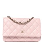 Caviar Quilted Wallet on Chain WOC Light Pink