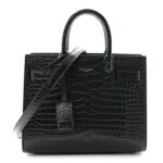 Calfskin Crocodile Embossed Nano Sac De Jour Dark Green