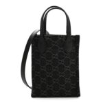 Denim Cuoio Harness GG Monogram Mini Ophidia Tote Bag Black Medium Grey