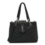 Calfskin Y Quilted Monogram Small Loulou Shopper Black