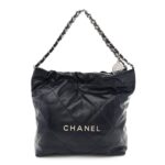 Shiny Calfskin Quilted Small Chanel 22 Navy
