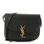 Smooth Calfskin Monogram Medium Kaia Satchel Black