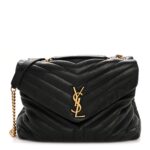 Grain de Poudre Calfskin Y Quilted Monogram Medium Loulou Chain Satchel Black