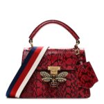 Snakeskin Sylvie Web Small Queen Margaret Top Handle Bag Red