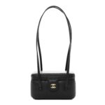 Shiny Caviar Preppy Coco Long Vanity With Strap Black