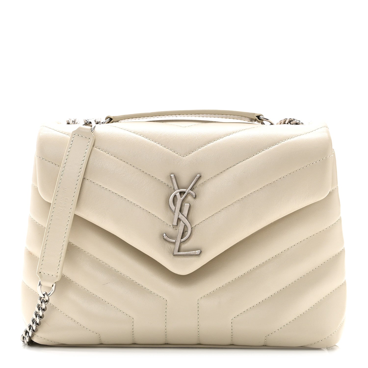 1eb2c5bd2104bb444d44fefc506b3243.jpg Calfskin Y Quilted Monogram Small Loulou Chain Satchel Ivory - 图片 1