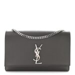 Grain De Poudre Medium Classic Monogram Kate Satchel Earth Grey