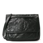 Crinkled Calfskin Matelasse Monogram Medium Niki Chain Satchel Dark Green