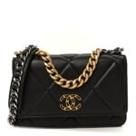 Lambskin Quilted Chanel 19 Wallet On Chain WOC Dark Brown