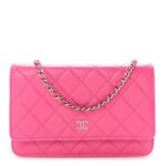 Caviar Quilted Wallet on Chain WOC Pink