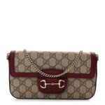 GG Supreme Monogram Azalea Calfskin Horsebit 1955 Mini Bag Beige Ebony Rosso Ancora