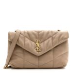 Lambskin Quilted Toy Loulou Puffer Monogram Chain Satchel Dark Beige