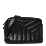 Calfskin Y Quilted Monogram Small Loulou Bowling Bag Black