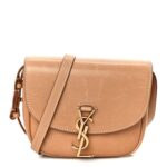 Smooth Vintage Calfskin Small Kaia Satchel Brown Gold