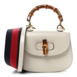 Boarded Dyana Lux Calfskin Web Mini Bamboo 1947 Top Handle Bag Mystic White