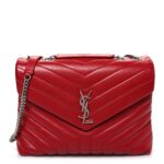 Calfskin Y Quilted Monogram Medium Loulou Chain Satchel Rouge Eros
