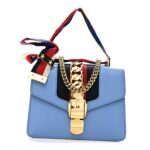 Calfskin Mini Sylvie Chain Shoulder Bag Clear Sky Blue