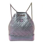 Iridescent Aged Calfskin Quilted Gabrielle Backpack Light Purple