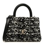 Lambskin Sequin Beaded Extra Mini Coco Handle Flap Black White