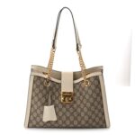 GG Supreme Monogram Medium Padlock Tote White