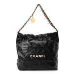 Calfskin Quilted Small Chanel 22 Black