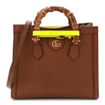 Wonka Grain Calfskin Small Diana Tote Bag Cuir Yellow Fluo