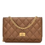 Metallic Calfskin Quilted 2.55 Reissue Wallet On Chain WOC Bronze