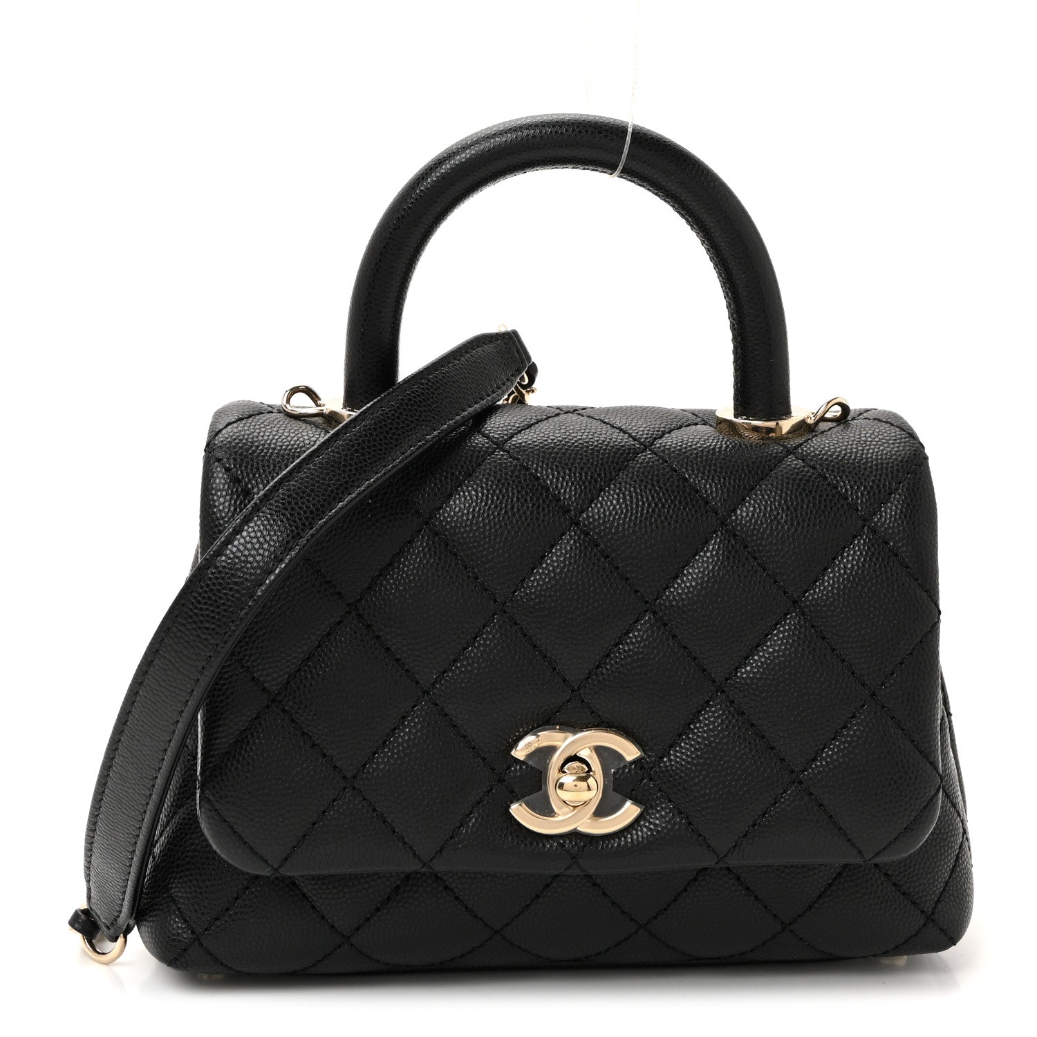 34cf586b63ca9131eb0c915b3d4ed382.jpg Caviar Quilted Extra Mini Coco Handle Flap Black - Image 1