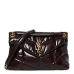 Patent Quilted Small Loulou Puffer Monogram Chain Satchel Barolo Red