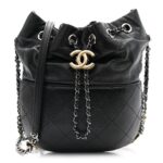 Calfskin Quilted Small Gabrielle Bucket Black