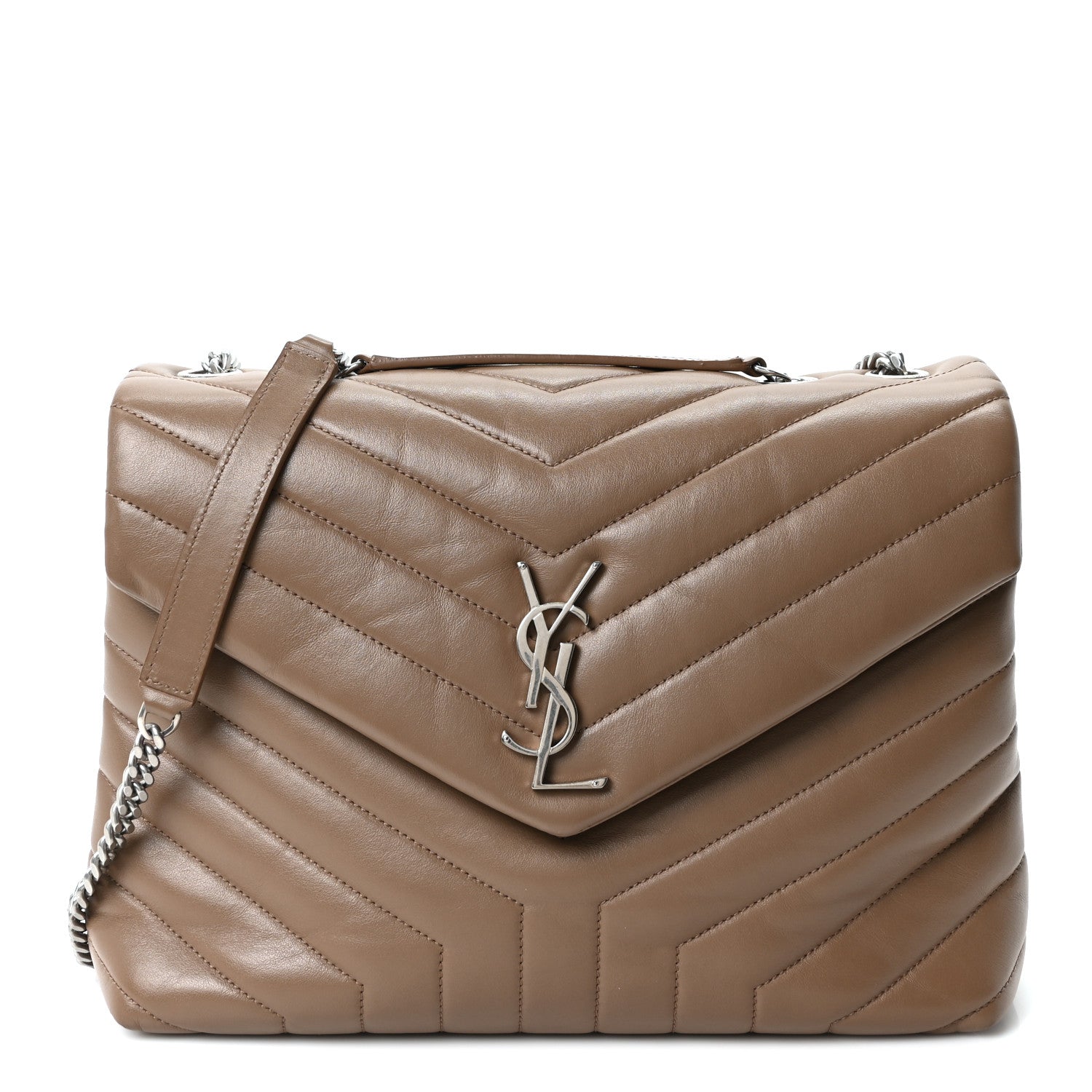 4132c3d731b9532ebf3d6956d5170f70.jpg Calfskin Y Quilted Monogram Medium Loulou Chain Satchel Desert Storm - 图片 1