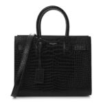 Calfskin Crocodile Embossed Baby Sac De Jour Black