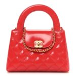 Shiny Aged Calfskin Quilted Nano Kelly Shopper Dark Red