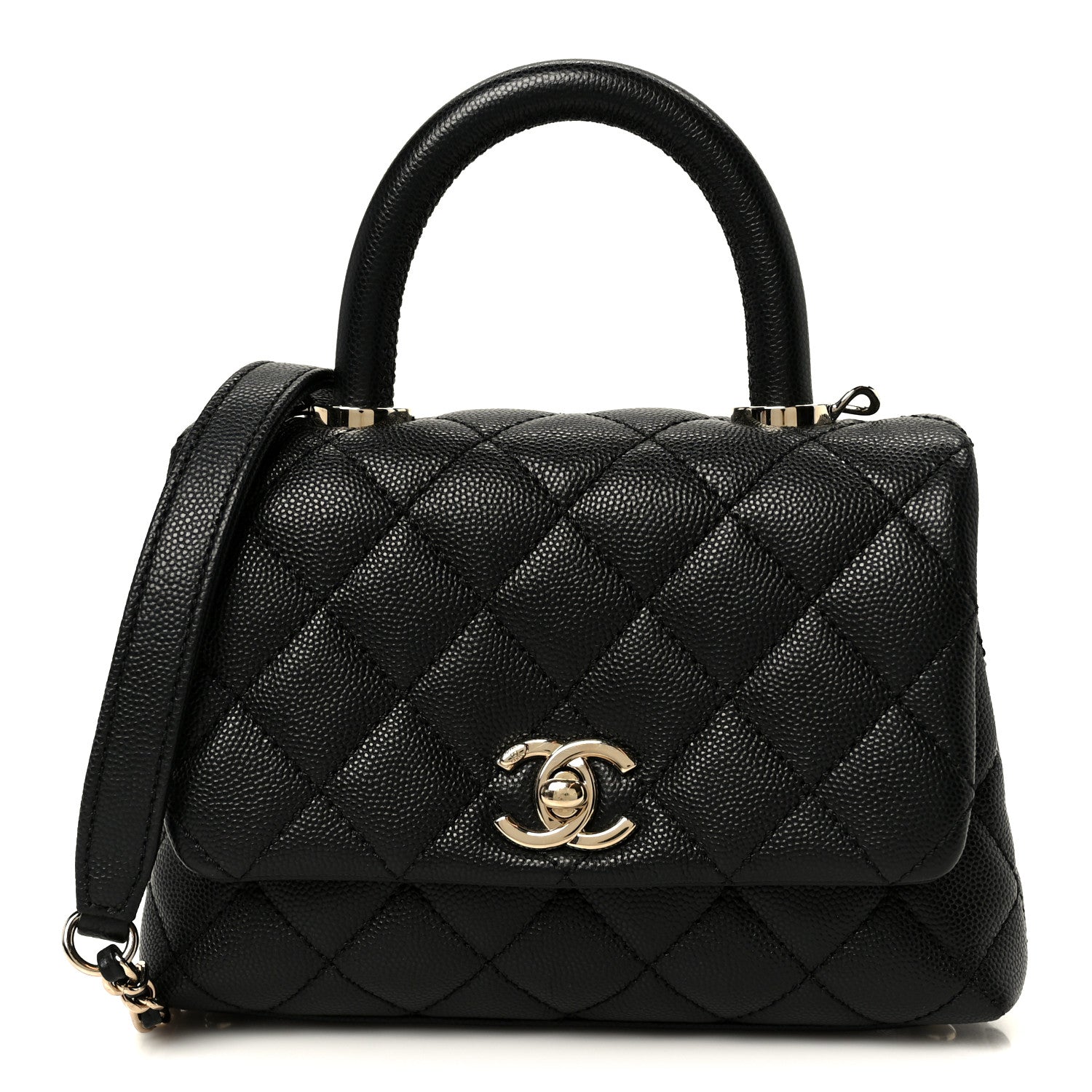 4325896b64de8a454238a3d323154659.jpg Caviar Quilted Extra Mini Coco Handle Flap Black - Image 1