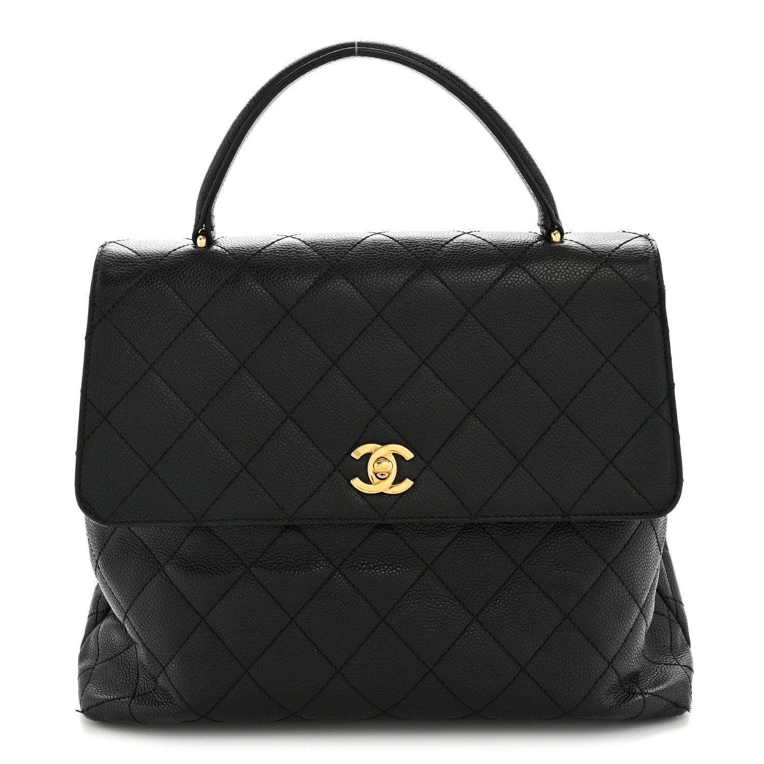 Caviar Quilted Jumbo Kelly Flap Black
