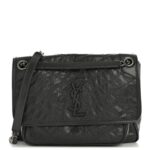 Crinkled Calfskin Matelasse Monogram Medium Niki Chain Satchel Storm