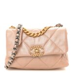 Shiny Lambskin Quilted Medium Chanel 19 Flap Beige