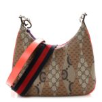 GG Supreme Monogram Mix Monogram Web Patchwork Large Attache Shoulder Bag Beige Multicolor