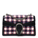 Vintage Tweed Check Small Dionysus Shoulder Bag White Hibiscus Red Marine