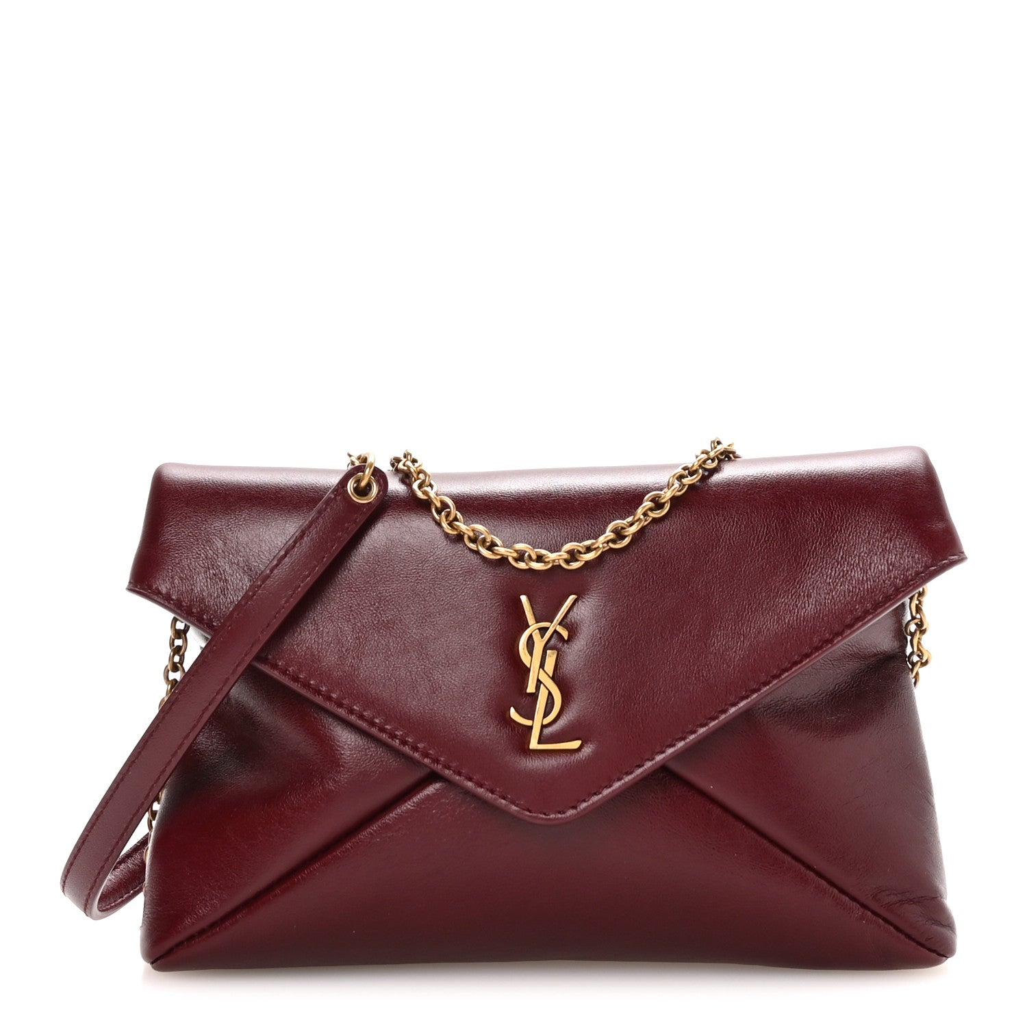 5205d881e364bb34df68154fa01a6c46.jpg Lambskin Small Cassandre Envelope Pouch Dark Ruby - 图片 1