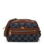 New Denim GG Monogram Dollar Calfskin Mini Ophidia Shoulder Bag Blue Tea Cuir Epilog
