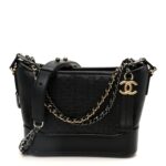 Snakeskin Patent Calfskin Small Gabrielle Hobo Black