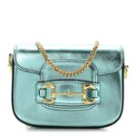 Metallic Calfskin Super Mini Horsebit 1955 Shoulder Bag Light Blue