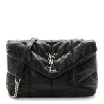 Lambskin Quilted Toy Loulou Puffer Monogram Chain Satchel Black