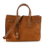 Suede Calfskin Studded Small Sac De Jour Caramel Cognac